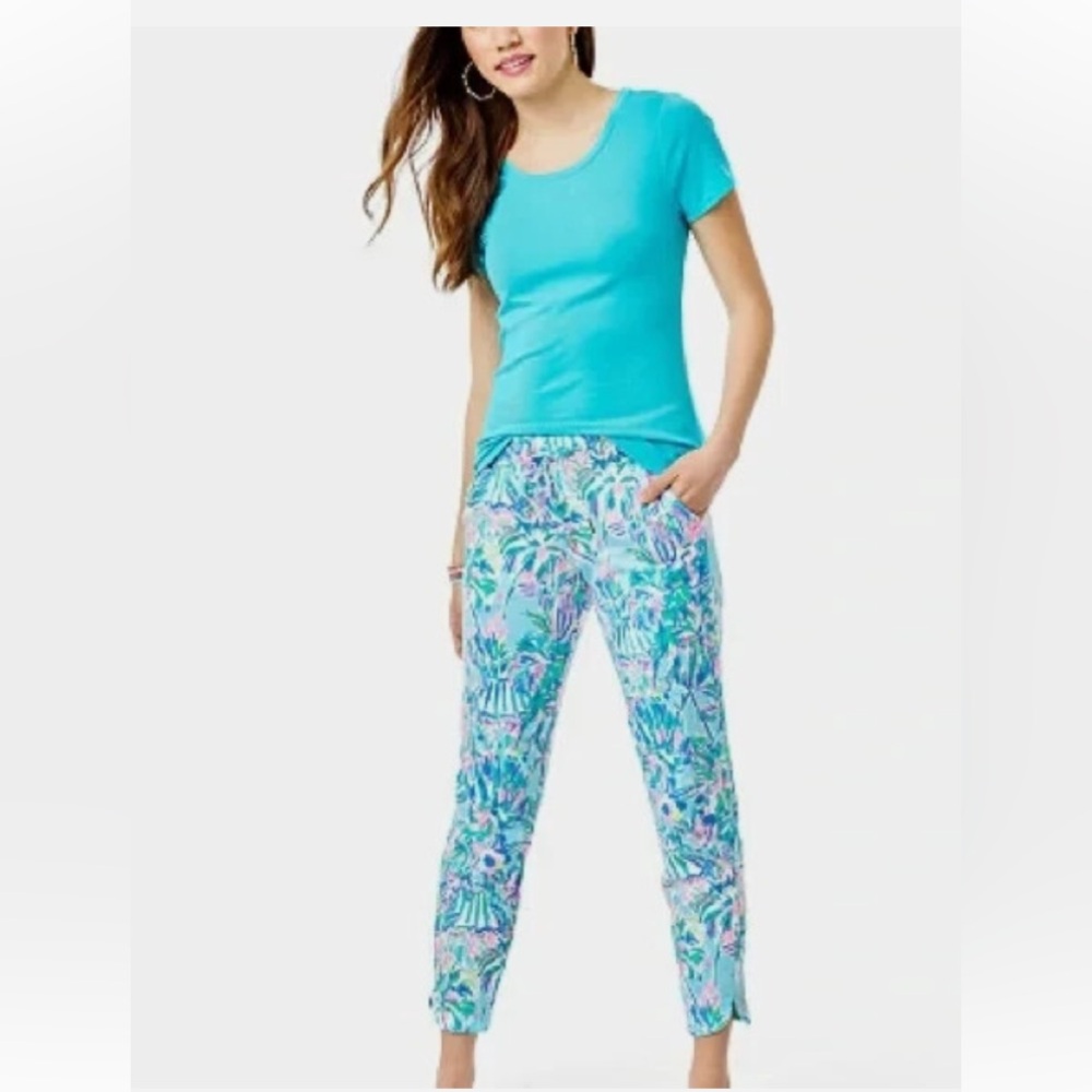 Lilly Pulitzer Tropical Print Boho Lounge Pant Resort Cruise Woman Sz Medium